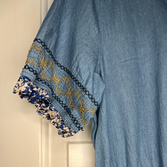 Lapis Embroidered Denim Dress Size M Petite - Picture 6 of 6